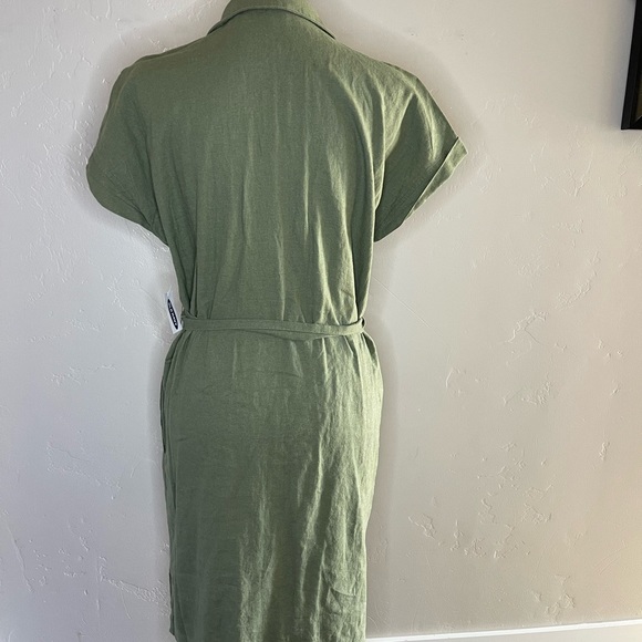 NWT Old Navy green collared button dress, tie waist with pockets! Size Medium - Picture 8 of 16